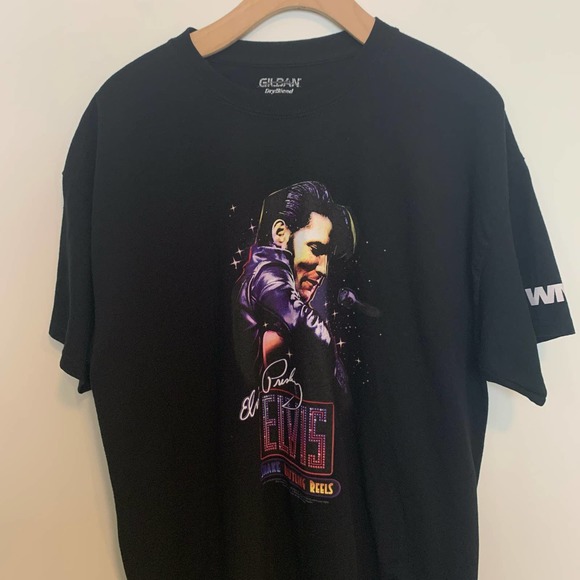 Elvis Presley T-shirt Size XL Black Shake Rattling Reels Shirt Short Sleeve - Picture 2 of 15